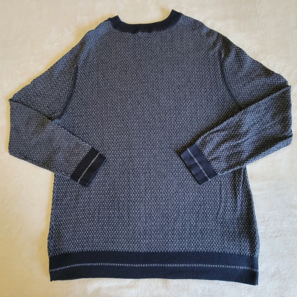 Hugo Boss Kanadrin Sweater Mens XXL Grey Blue Micro Pattern Crew Neck Wool Blend